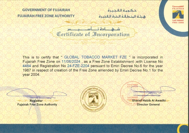 Certificate of incorporation
